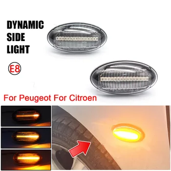 2 buc Dinamic Amber LED Intermitent Lumina de Semnalizare Lampă de poziție Laterală Pentru Peugeot 307 206 407 107 607 1007 4007, Citroen C1 C2 C3 C5 Imagine 2