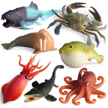 2021 Simulare de Viață Mare TPR Animal Crab Pufferfish Pește Crab Model Figurine Figurine jucarii Educative pentru copii Cadouri Imagine 2