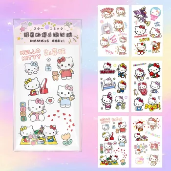 Sanrio Cinnamoroll Kuromi Mea Melodie Anime Creative Washi Hârtie DIY Manual Autocolante 6 Autocolante Un Set de cărți poștale Imagine 2