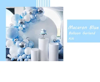 114 Buc Alb Albastru 4D Folie de Aluminiu Balon Ghirlanda Arc de Nunta Copil de Dus Fată Băiat Ziua de naștere Partidul Decor Consumabile Imagine 2