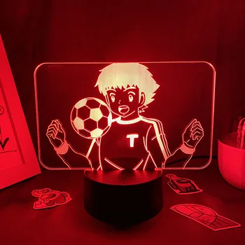 3D Led Anime Capitanul Tsubasa Figura Neon Lumina de Noapte Otaku Cadou de Crăciun Pentru Prieteni Lampă de Lavă Decor Dormitor pentru Fanii de Fotbal Copii Cadou Imagine 2