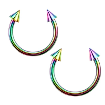 2 buc Colorate Spike Circular Potcoavă Inel Ureche Cartilajului Tragus Piercing Bijuterii Nas Inele Hoop Moda Bijuterii Unisex Imagine 2