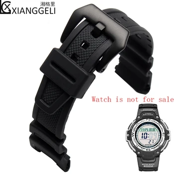 Accesorii ceas pentru Casio CASIO SGW-100-1V neagră cauciuc siliconic bărbați sport în aer liber, ceas rezistent la apa banda Imagine 2