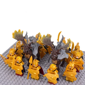 MOC Elf Knights Soldat Garda Archer Elfi Megaloceros Cal de Război, Construirea de Blocuri Armura lotr Medieval Jucarii Pentru Copii Cadouri Imagine 2