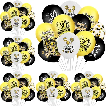 18 30 40 50 60 de Ani Ziua de nastere Decoratiuni de Partid Adult Negru Coroana de Aur Număr de Baloane Confetti Baloane 50-a Aniversare Imagine 2