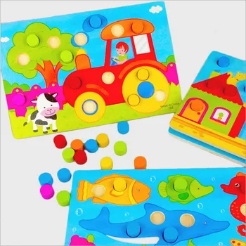 Culoare Cunoaștere Bord Montessori Jucării Educative Pentru Copii Jucarii Din Lemn Puzzle De Învățare Timpurie Joc De Potrivire De Culoare Imagine 2