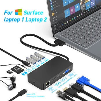 HUWEI HUB USB 3.0 Pentru Microsoft Surface Laptop 2 1 HDMI 4K DP VGA, Audio, Gigabit Ethernet adapter RJ45 SD/TF bază de Andocare Dock PC Imagine 2