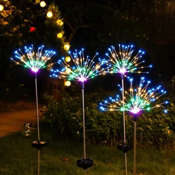 Alimentat de energie solară în aer liber, Iarba Glob de Păpădie focuri de Artificii Lampa Flash String 90 /120/150 LED Pentru Grădină cu Gazon, cu Peisaj de Vacanță Lumina Imagine 2