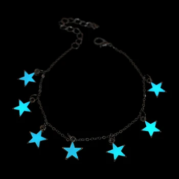 Pentagrama Noctilucent Argintiu Bratara Fluorescență Brățară La Modă Drăguț Romantice Lanț Blue Star Bratari Aliaj Bratari Imagine 2