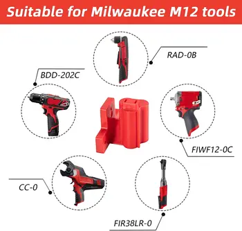 5PCS Mașină de Depozitare Suport Pentru Milwaukee M12 Baterie Instrument Muntele Cuier Etajera suport Pentru M12 Electric Agrinder de Gaurit Scule electrice Imagine 2
