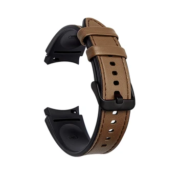 Curea de ceas Pentru Samsung Watch 4 40mm 44mm Bratara pentru Galaxy Watch 4 Classic 42mm 46 Silicon + Piele naturala Watch4 Benzi Imagine 2