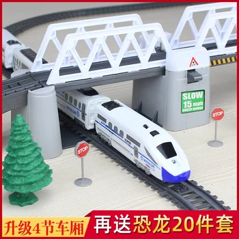 Mic Tren de Mare Viteză Set de Tren de Cale Armonie Tren de Asamblare pentru Copii Tren de Jucărie Băiat Electric Piesa Imagine 2