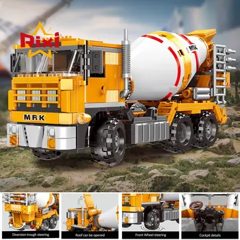 Orașul MOC Cărămizi Vehicul de Inginerie Auto Blocuri de Constructii Excavator Buldozer, Macara, Mixer de Ciment Camion Jucărie pentru Băieți Copii Cadouri Imagine 2