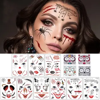 Halloween Impermeabil Tatuaj Temporar Autocolante Machiaj Facial Facial Special Moartea Craniu Corpul Dress Up Pentru Halloween Imagine 2