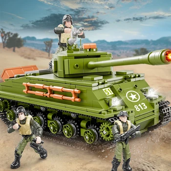 Al doilea Război mondial Militar Model de Serie M4 Sherman Tank Mediu de Colectare Ornament Blocuri Caramizi Jucarii si Cadouri Imagine 2