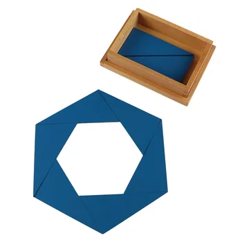 Montessori Materiale de Matematica de Învățământ Jucării pentru Copii Triunghi Albastru Tangram Puzzle-uri din Lemn Joc de Puzzle Bord Elemente pentru Jucării Senzoriale Imagine 2