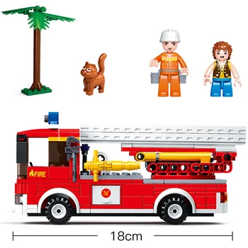 Orașul Pulverizare Pistol Cu Apa De Jucarie Pompieri Fire Rescue Camion De Pompieri, Blocuri Set De Învățământ Cărămizi Model De Jucării Pentru Copii Cadouri Imagine 2