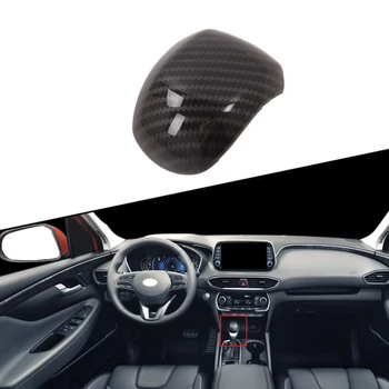 Fibra de Carbon Auto Gear Shift Knob Acopere Capul Trim Cadru Autocolant Accesorii de Interior pentru Hyundai Santa Fe 2019 2020,ABS Imagine 2