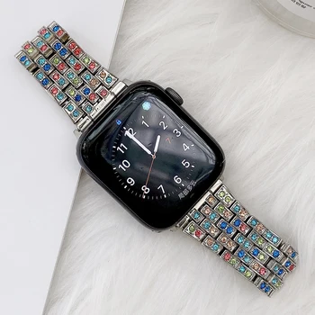Metal Diamant curea pentru Apple watch Ultra 49mm 8 7 41mm 45mm metal de culoare pentru iwatch 6 5 4 3 SE 44mm 42mm 40mm curea de Lux Imagine 2