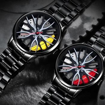Tendință de moda Non-Mecanice Bărbați Ceas pentru Racing Wheel Hub Impermeabil Creative Sport Ceas de Mână de sex Masculin Roșu de Cuarț Ceas de mână Imagine 2