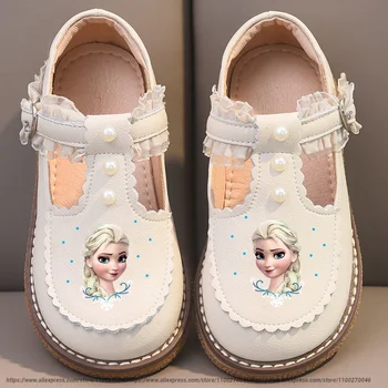 Disney Fete Pantofi de Piele de Lolita Printesa Pantofi cu Talpă Moale Pantofi de Primavara pentru Copii din Piele Primavara Toamna Fetita Pantofi Imagine 2