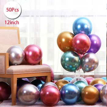 50Pcs de 12 țoli Latex Metal Balonul Rotund de Mireasa Romantice Heliu Baloane Colorate Mărturisire Copil de Dus Consumabile Partid Ziua de nastere Imagine 2