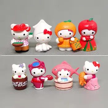 Anime Cifrele de Acțiune Kt de Cat Melodia Mea Kawaii Păpuși Japoneze Mini Costum Set de 8 Material PVC Collecte Cadouri Drăguț Pentru Fete Prieten Imagine 2