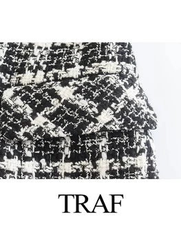 TRAF Rochii pentru Femei Mâneci Lungi închidere cu Fermoar Spate Gol Dantela-Up Fuste Mini Moda Vintage Chic Lenjerie de Butoane Decorative Rochii Imagine 2