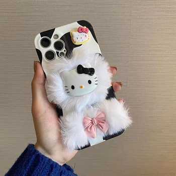 3D Plus Hello Kitty Vaca Telefon Caz Pentru Iphone 11 12 13 Pro Max X Xs Xr 7 8 Plus Capac rezistent la Șocuri Imagine 2