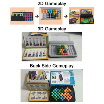 IQ Puzzle Jocuri 2D 3D Piramida Puzzle Placă Șirag de mărgele de Blocuri Teaser Creier Jucărie Puzzle Jocuri Cu 120 De Provocări Joc de Călătorie Pentru Copii Imagine 2
