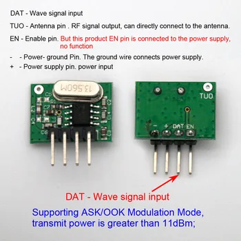 1Set superheterodină 433Mhz RF emițător și receptor Module kit de dimensiuni mici Pentru Arduino uno Diy kituri de 433 mhz control de la Distanță Imagine 2