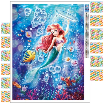 Diamant Pictura Disney Princess Ariel Sirena Desene animate 5D DIY Broderie Piața cruciulițe Hobby Cadou Mozaic Decor Acasă Imagine 2