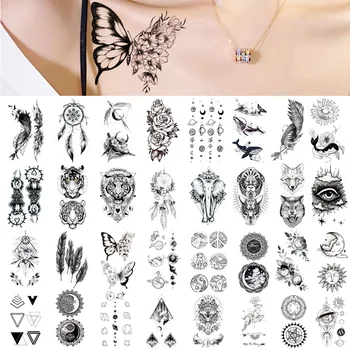 Impermeabil Tatuaj Temporar Autocolante Fluture Tigru Pene de Design Tatuaj Copii Negru Body Art Tatuaje False pentru Barbati Femei Imagine 2