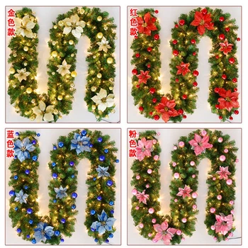 Decor de crăciun 2023 Ghirlande Rattan Coroană de flori de Craciun Rattan Banner 2,7 M LED Floare de Lumină Benzi ornament Banda de Flori Imagine 2