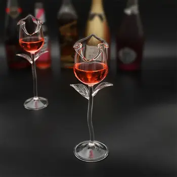 Fantezie Vin Roșu Cupă de Vin, Pahare de Cocktail 100ml Floare Trandafir Forma de Sticla de Vin Imagine 2
