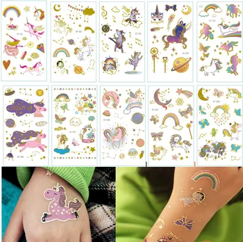 10buc Impermeabil Tatuaj Temporar Autocolant Pentru Cal Unicorn Tatuaj Tatuaj Fals Transfer de Tatuaje Art Tatoo Pentru Copii Fată Băiat Imagine 2
