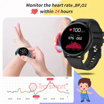 2022 Silicon Ceas Inteligent copii Copii Smartwatch Fete Băieți Deștepți Ceas de Somn monitor de Ritm Cardiac-ceas Inteligent Pentru Android IOS Imagine 2
