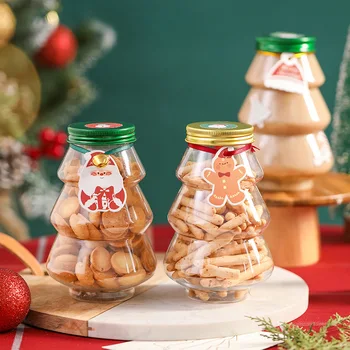 5Pcs Crăciun Bomboane Biscuiți Sticla Pom de Crăciun Ceai Lapte Sticla Bomboane Cookie Gustare de Ciocolata vas de Depozitare Cutie Container pentru Alimente Imagine 2
