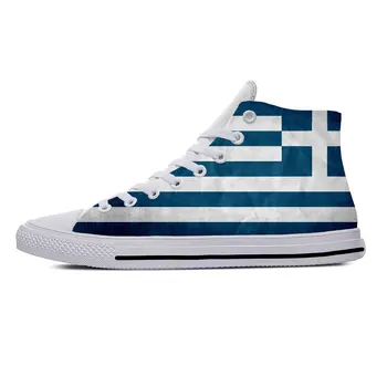 Elene Grecia Pavilion Patriotic Cool Fashion Casual Pânză Pantofi de Înaltă Top Respirabil Usoare de Imprimare 3D Bărbați Femei Adidași Imagine 2