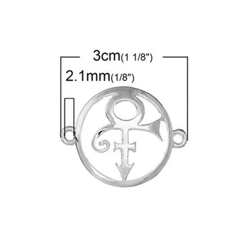Doreen Cutie de Zinc din Aliaj pe bază de Prințul Simbol Conectori de Argint Rotunde de Culoare Accesorii de Moda de 30 mm(1 1/8