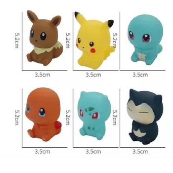Pokemon Pikachu Vocal Baie Jucărie Bulbasaur Charmander Squirtle Eevee Snorlax de Desene animate Drăguț 6Pcs Cifre Copil Baie pentru Copii Jucarii Cadou