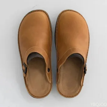 mock Menda City Road house Cumpara online Bărbați Papuci de Vara din Piele PU Pantofi Vintage Fund  Moale anti-Alunecare Pe Sandale Aproape in Picioare Papuci de Plaja Barbati  Casual Pantofi Noi Marimea 48 \ En-gros / A-ztech.ro