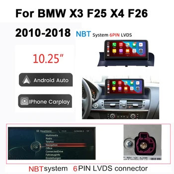 10.25' Car Multimedia Player pentru BMW X3 F25 X4 F26 CIC NBT EVO Sistem Wirelss Apple Carplay, Android Auto Unitatii Ecran