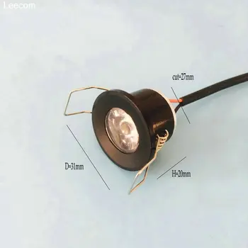1w 31mm spot mini led spot WholesaleBlack Lampa de Vânzare 10pièces Dulap Lumière Coupe Taille 28mm 60 Degrés Ang