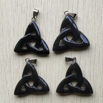 Moda naturale de onix negru gol triunghi farmec pandantive pentru bijuterii accesorii face 8pcs/lot en-Gros transport gratuit