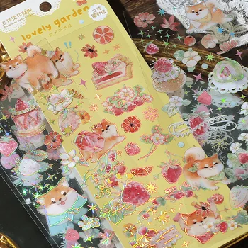 3pcs Kawaii Capsuni Câine Pisică Iepure Decorative Autocolante Pack-URI de Animale Album Planificatorii Calendare Cadouri Jurnalul Decor