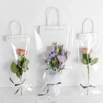 Florar Decor Lung Tote PVC Clar Saci Buchet de Flori Transparent Ambalare Cadou Sac Portabil Colocare Ambalaje S/M/L