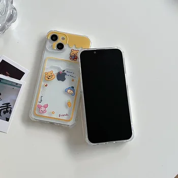 Disney Winnie The Pooh Cazuri de Telefon Pentru iPhone 13 12 11 Pro Max XR XS MAX 8 X 7 SE 2020 Transparent rezistent la Socuri carcasa de Silicon