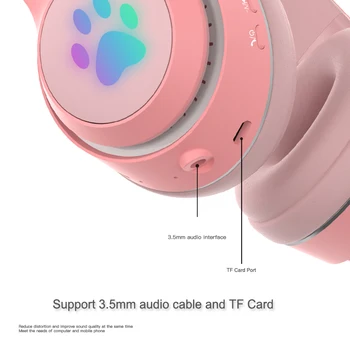 Căști Drăguț Pisică Ureche Wireless Stereo setul cu Cască Bluetooth Căști Pliabile TF Carte de Joc Fata de Copii cu Fir Căști cu Microfon