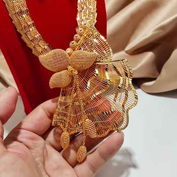 be impressed Go back In Cumpara online Dubai seturi de Bijuterii placat cu aur de 24K de lux din  Africa de cadouri de nunta de mireasa bratara cercei colier inel bijuterii  set pentru femei \ Moda Bijuterii /